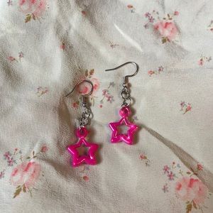 iridescent hot pink star earrings